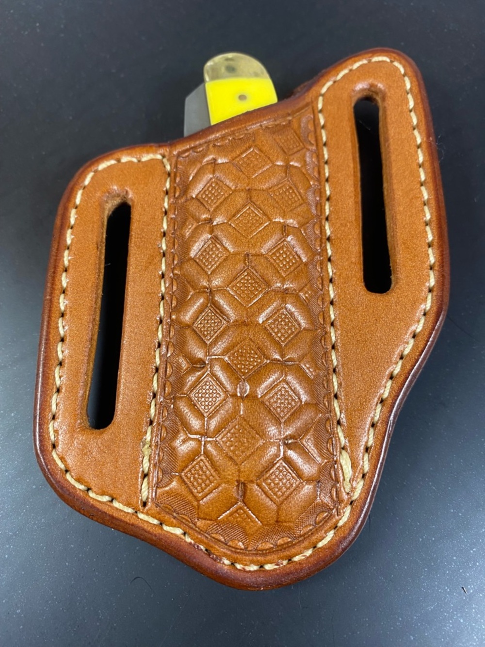Premium Tan Leather Pancake Holster with Textured Pattern